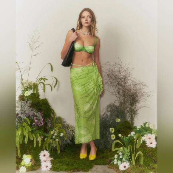 NWT Anthropologie House of Sunny falling Kiwis Maxi Skirt